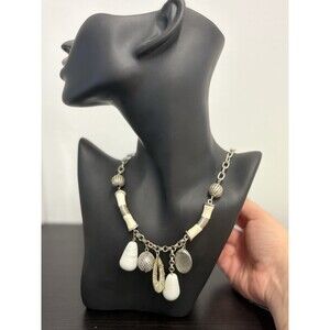 LC Lauren Conrad Charm Necklace Vintage White Silver